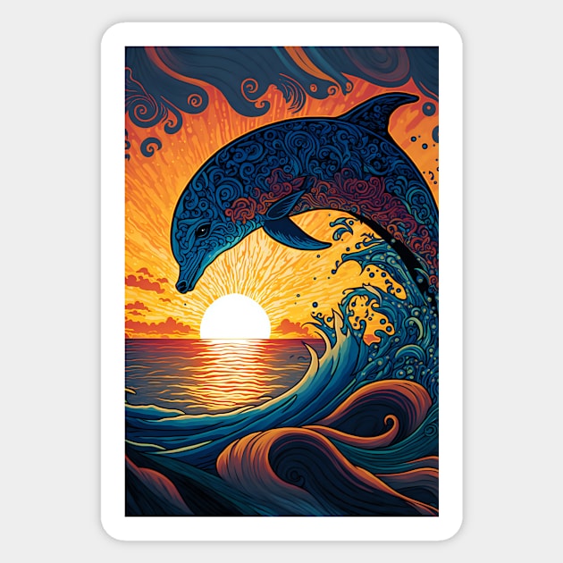 Dolphin in Golden Glow Sticker by GozuDesigns